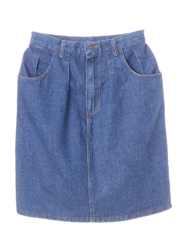 Denim Midi Skirt button skirt front