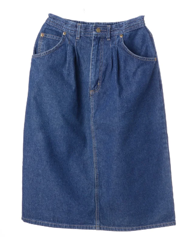 Denim Midi Skirt elastic waist skirt