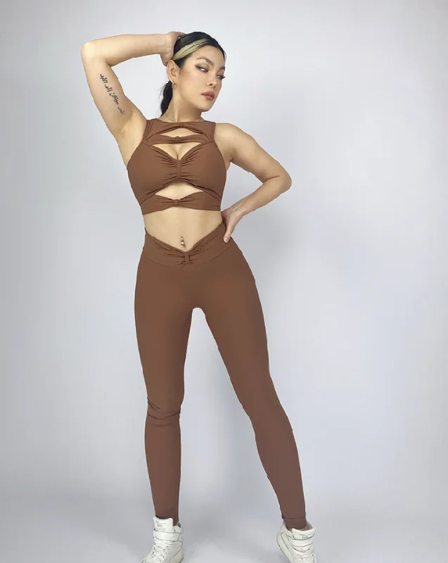 La Fitwear Legging First Meet Brown Stylish Athletic Wear Leggings