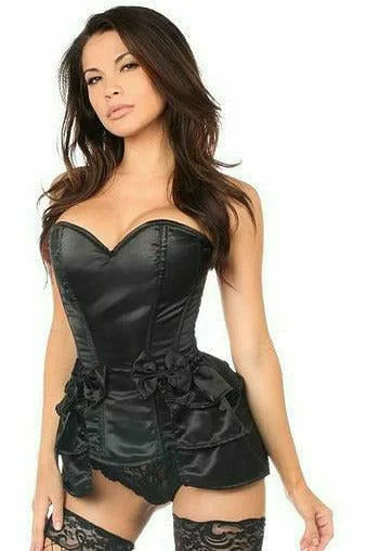 Lavish Black Satin Corset w/Removable Snap on Skirt zip skirt side