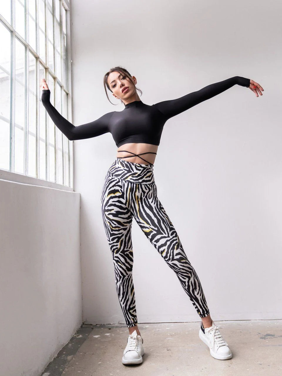 Lismina Extra High Waist Zebra Leggings Fashionable High-Rise Leggings