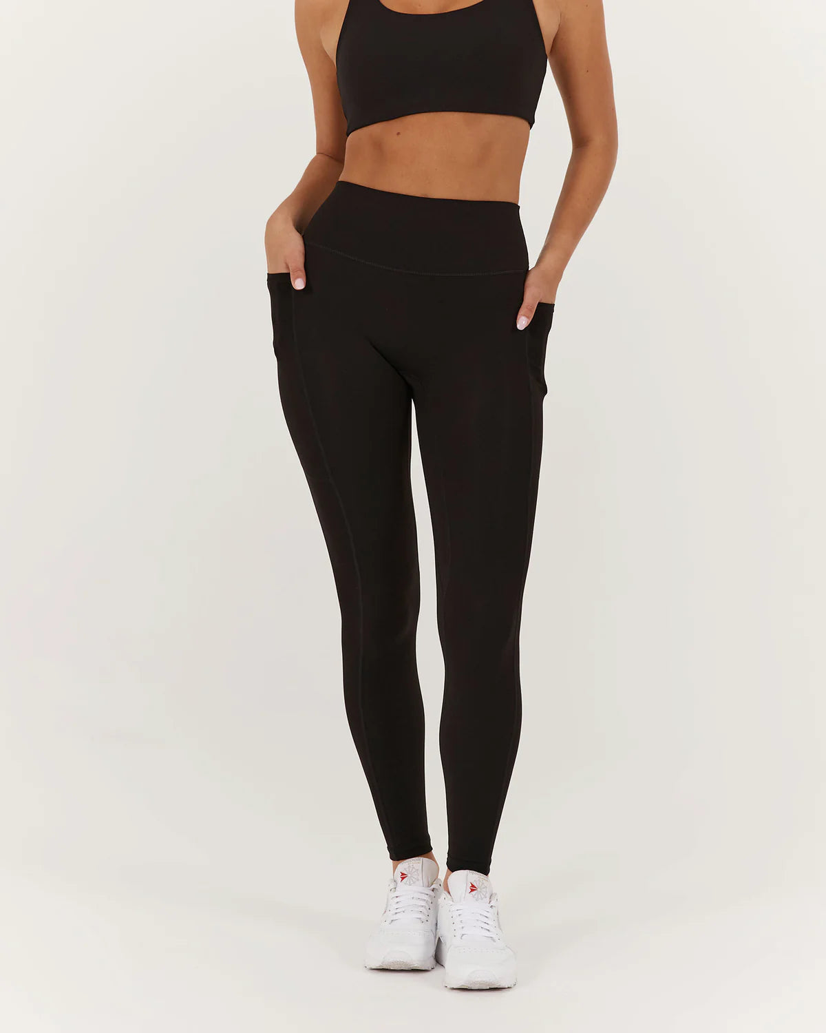 Muscle Republic | Motion Pocket Legging 28" - Black Comfortable Ribbed Waistband Leggings