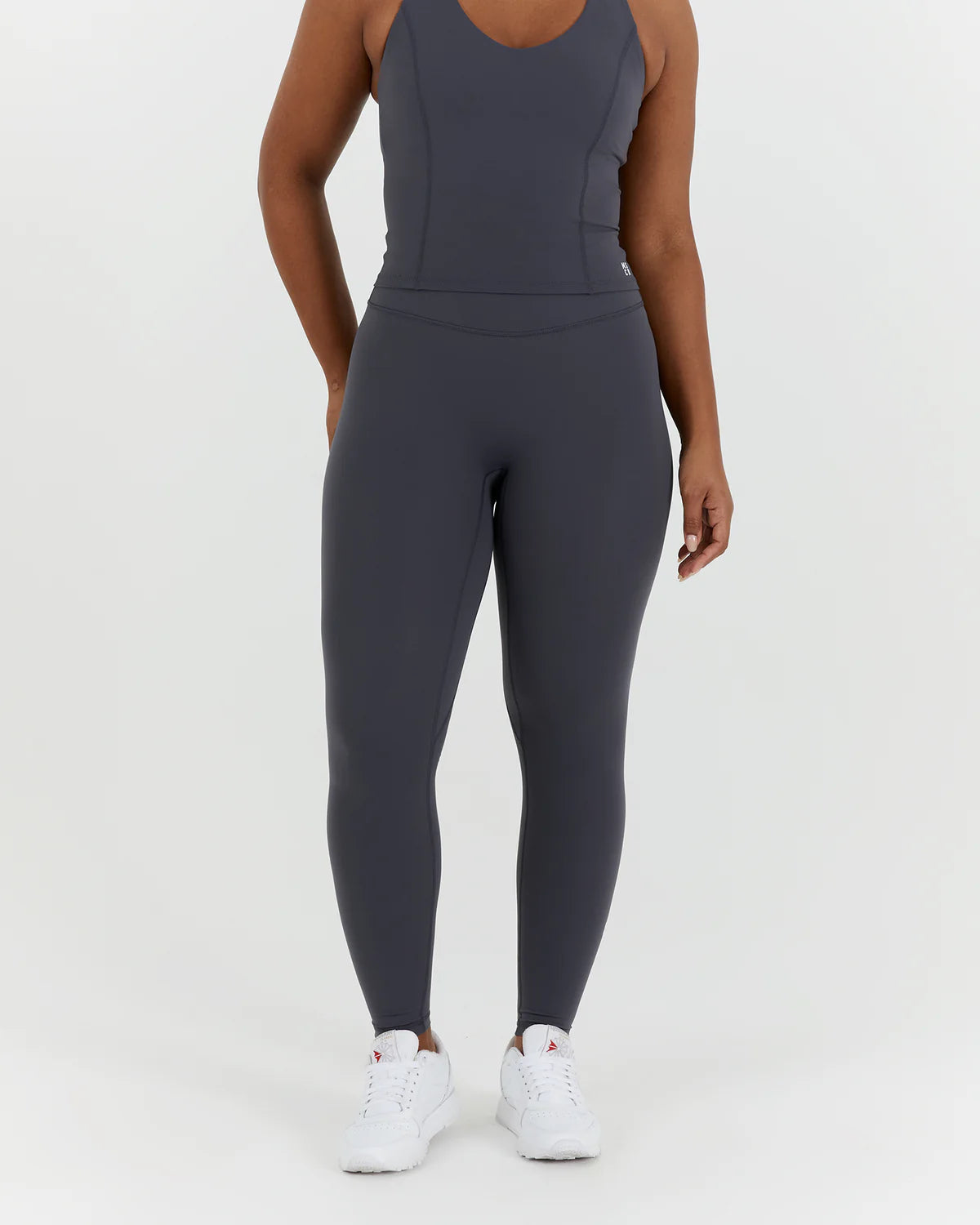 Muscle Republic | Sculpt Leggings Full - Ebony Trendy Leather-Look Workout Leggings