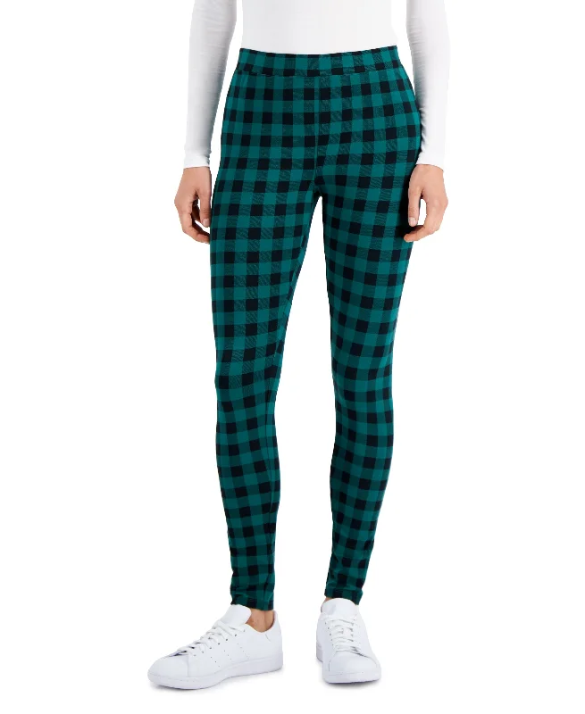 Petite Basic Plaid Leggings Cozy Sweat-Wicking Leggings