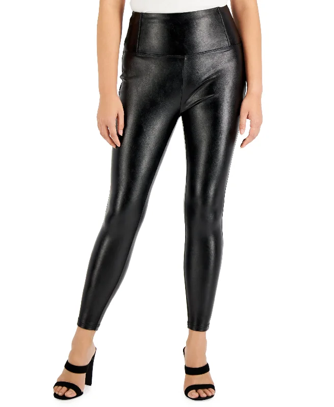 Petite Faux-Leather Leggings Comfortable Tummy Shaping Leggings