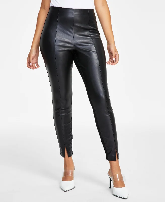 Petite Faux-Leather Leggings Cozy Workout Performance Leggings