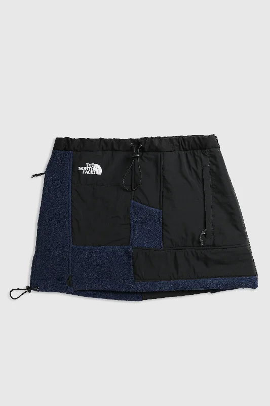 Rework North Face Fleece Mini Skirt - M leather skirt bold