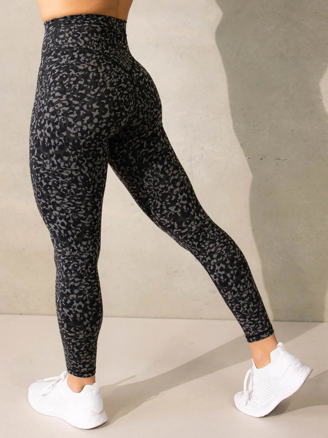 Ryderwear | Empower High Waisted Leggings - Black Leopard Comfortable Bootcut Workout Leggings