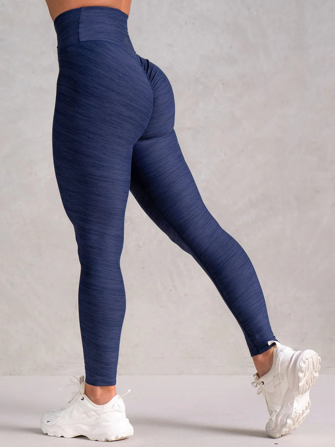 Ryderwear | Icon Cross Over Scrunch Leggings - Navy Marl Stylish Side-Stripe Leggings