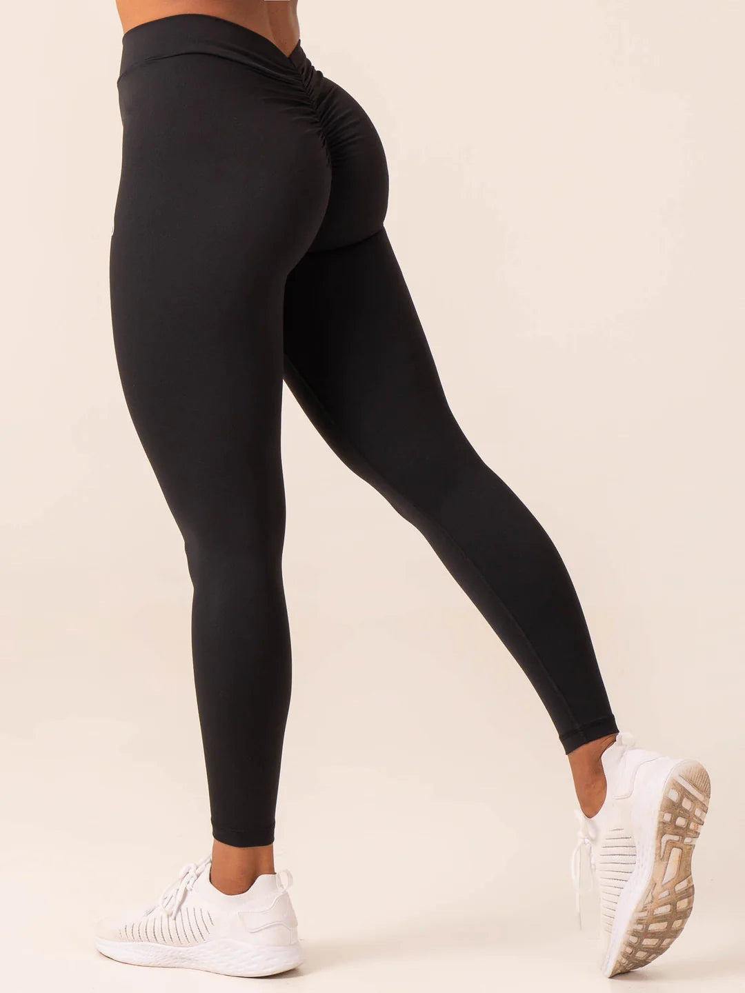 Ryderwear | NKD V Scrunch Leggings - Black Elegant Velvet Leggings