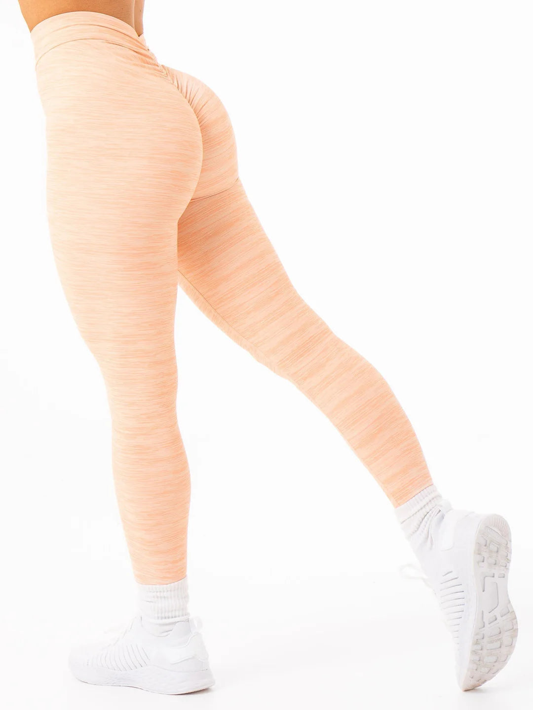 Ryderwear | NKD V Scrunch Leggings - Blush Marl Stylish Stretch-Waist Leggings