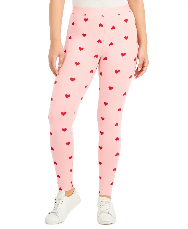 Style & Co Petite Heart Print Leggings Trendy Side-Pocket Leggings