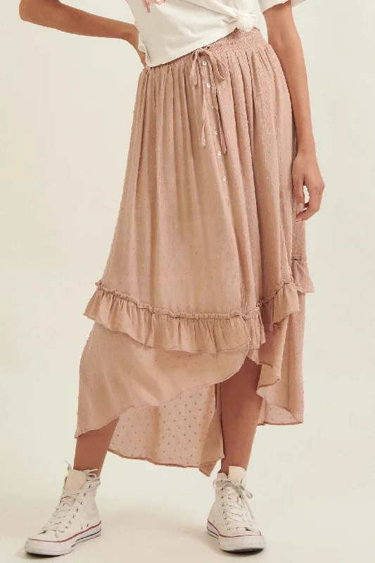 Whispering Wind Ruffled High-Low Prairie Skirt low waist skirt