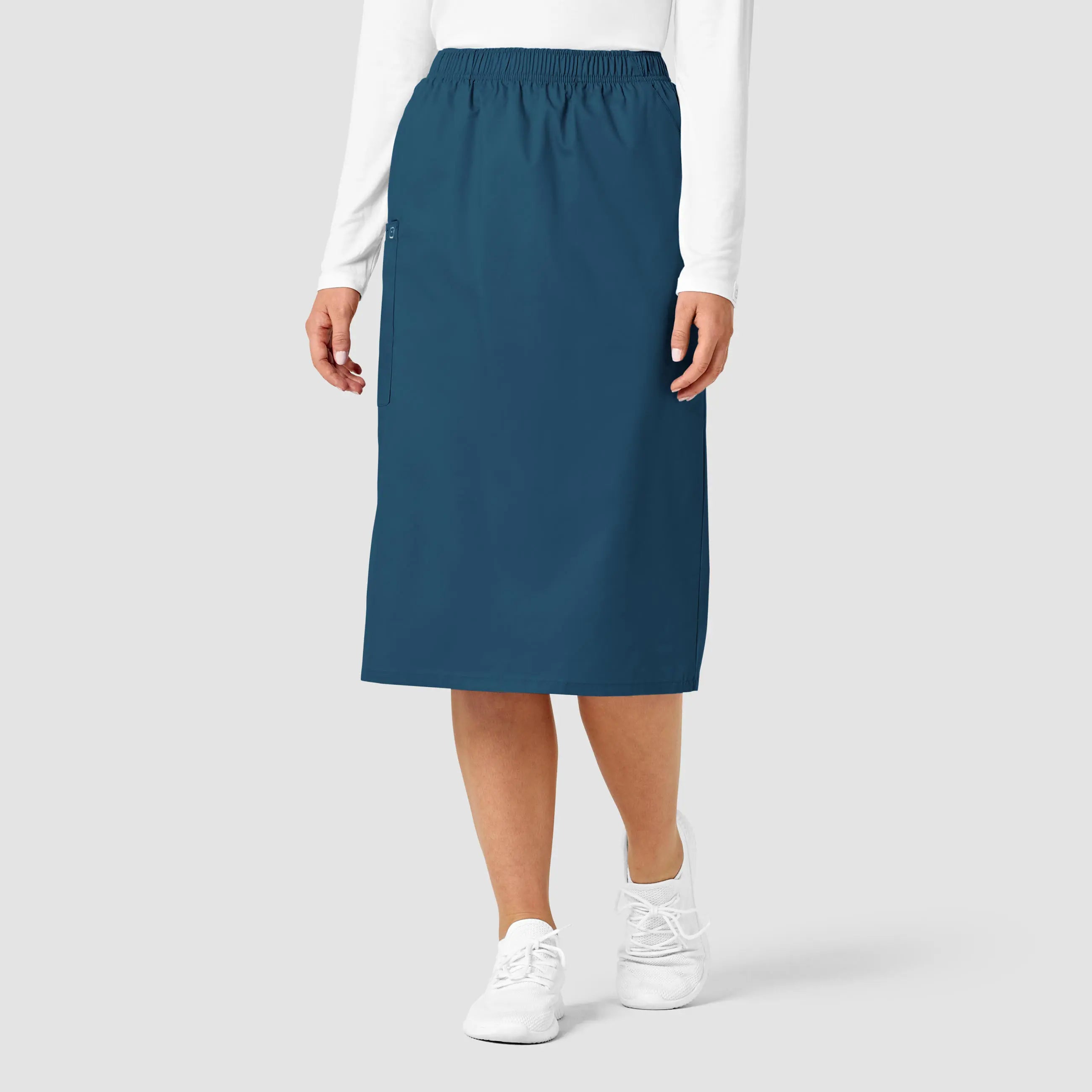 Wink Women's Pull On Cargo Skirt - Caribbean Blue button skirt front