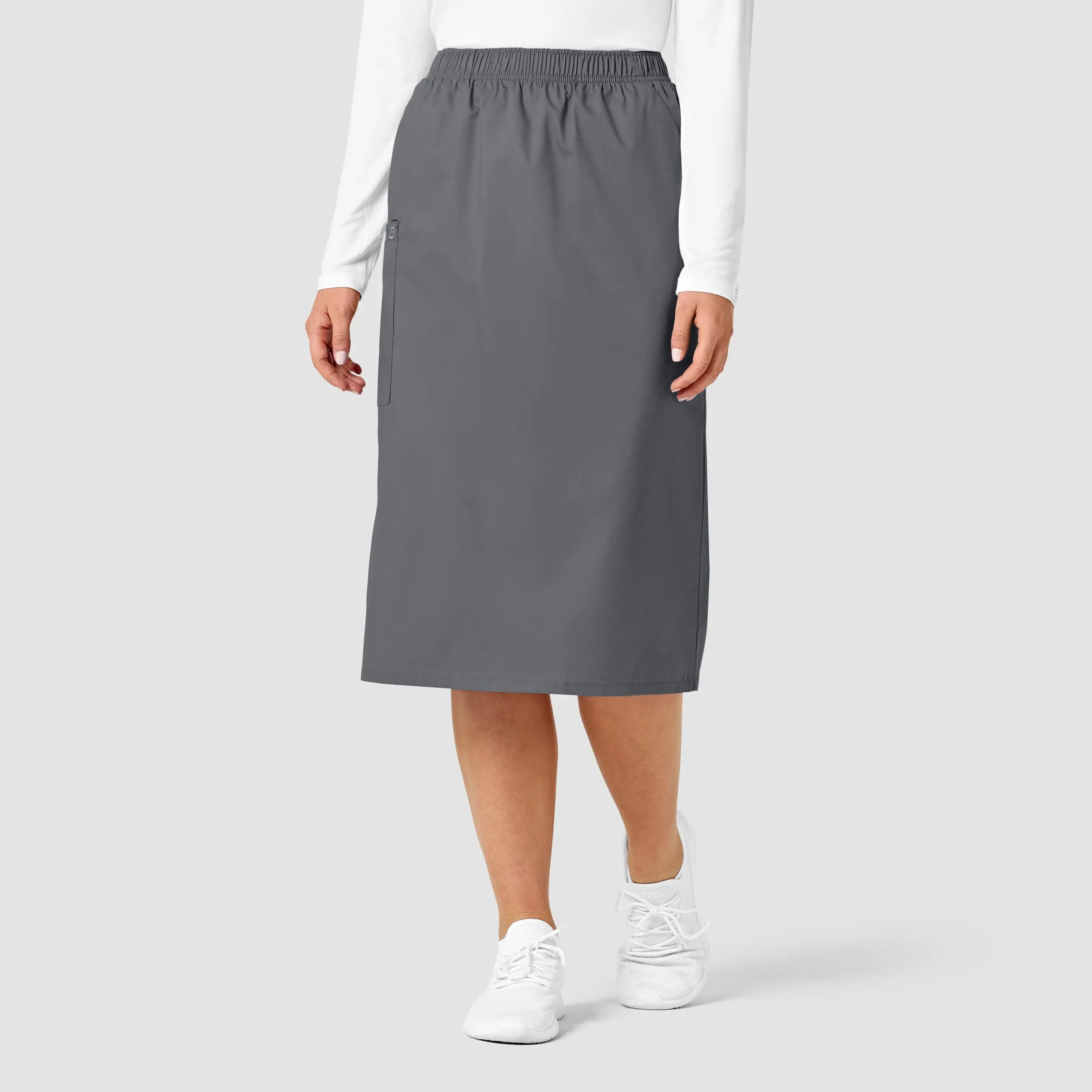 Wink Women's Pull On Cargo Skirt - Pewter asymmetrical skirt cut