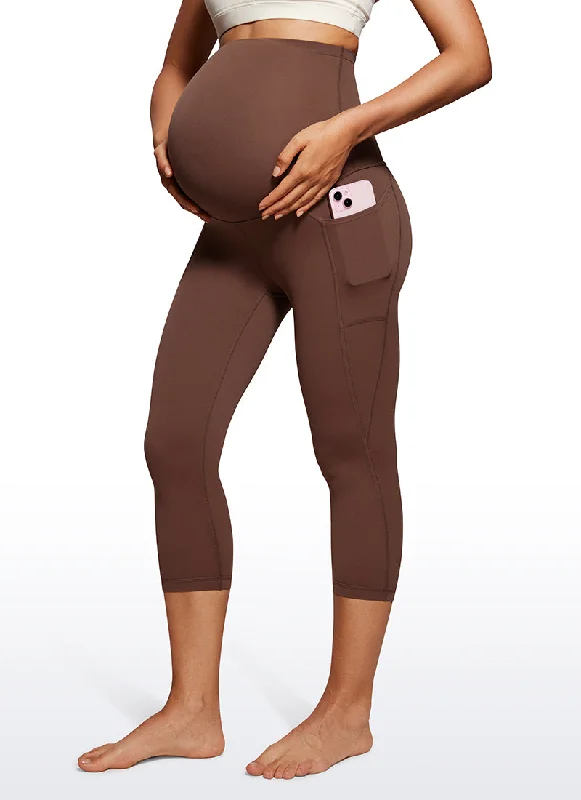 Butterluxe Maternity Leggings with Pockets 21"- Super High Waist Trendy Sporty Compression Leggings