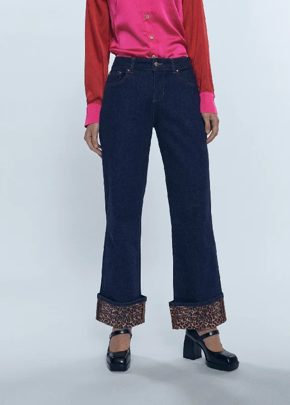 Low rise animal print jeans Chic Vintage-Inspired Denim Jeans