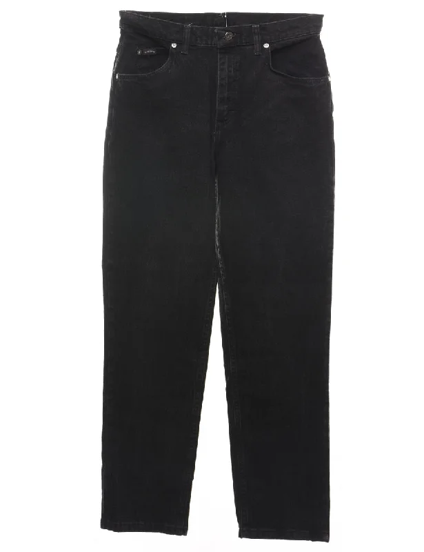 High Waist Black Lee Tapered Jeans - W30 L31 Elegant High-Waisted Flared Jeans