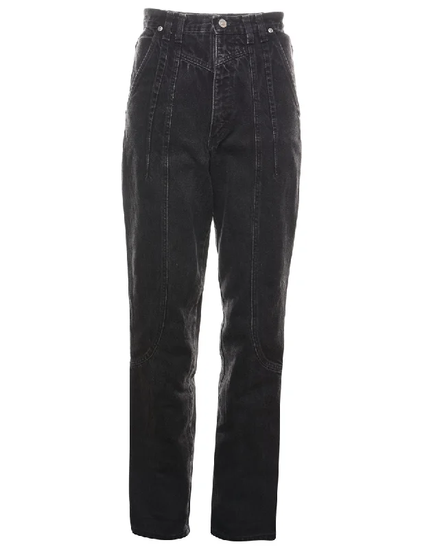 High Waist Black Wrangler Jeans - W24 L32 Elegant Wide-Leg Jeans