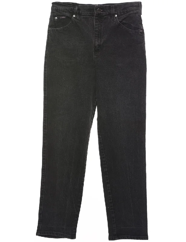 High Waist Tapered Jeans - W29 L29 Fashionable Raw Edge Jeans