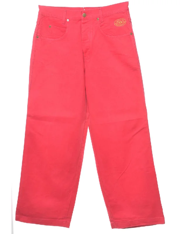 Hot Pink Straight Fit Jeans - W28 L30 Classic Slim Fit Jeans