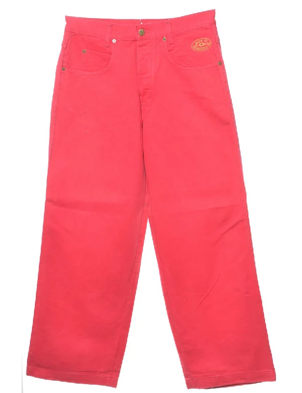 Hot Pink Straight Fit Jeans - W31 L31 Elegant Dark-Wash Bootcut Jeans