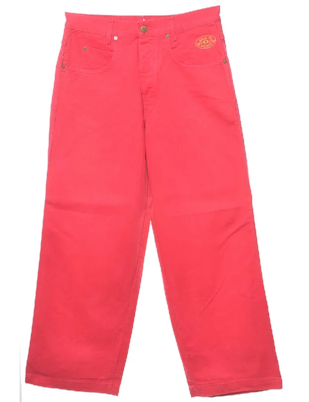 Hot Pink Straight Fit Jeans - W31 L34 Cozy Relaxed Fit Denim Jeans