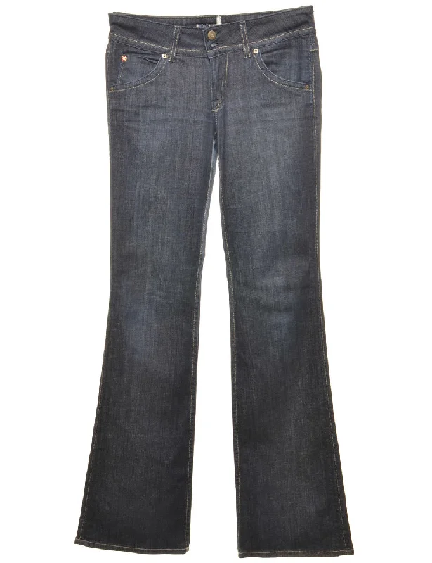 Indigo Classic Bootcut Jeans - W30 L34 Fashionable Raw Hemmed Jeans