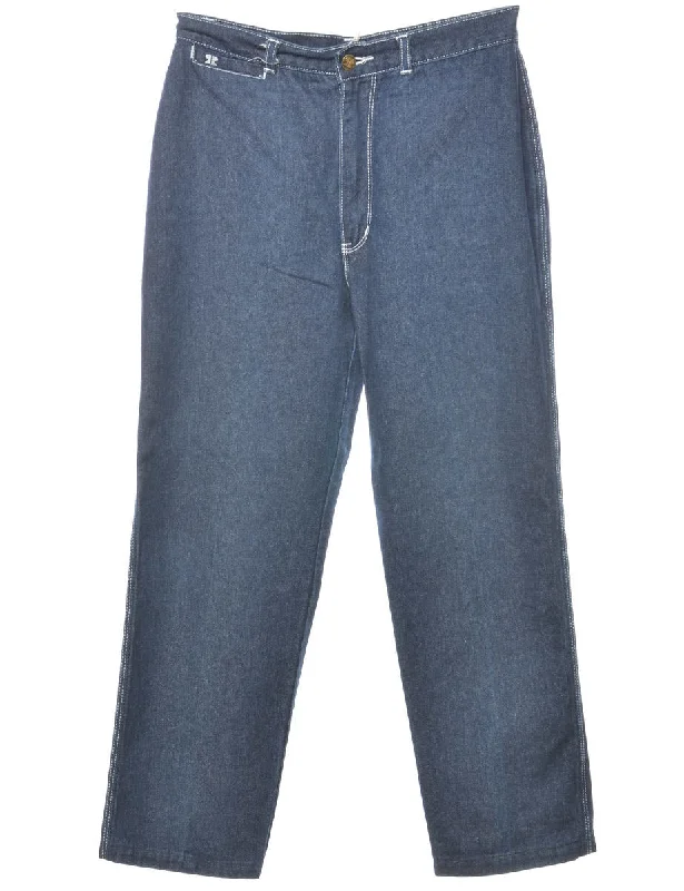 Indigo Tapered Jeans - W29 L26 Chic Double Waistband Jeans