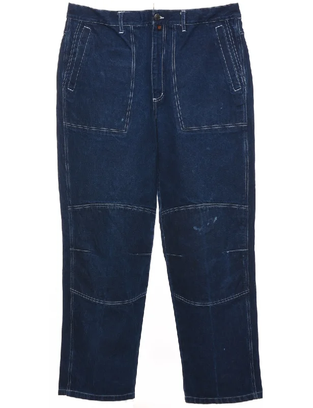 Indigo Tapered Jeans - W40 L32 Stylish Slim Fit Denim