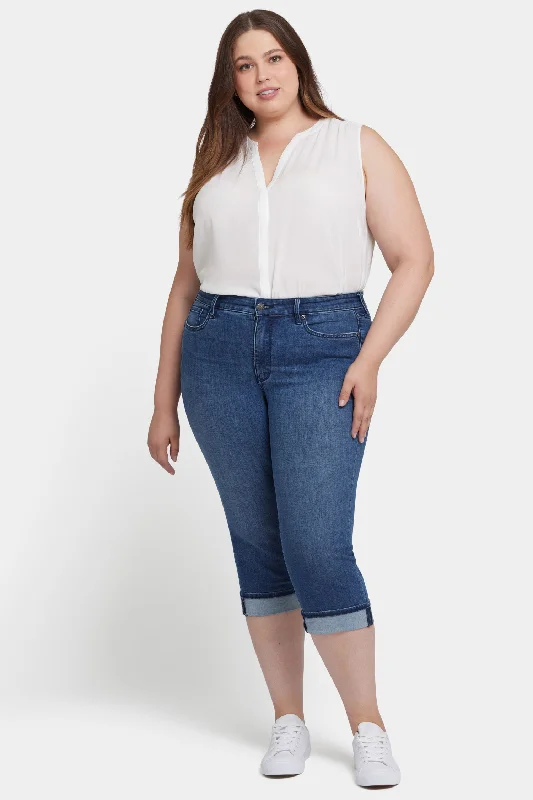 Marilyn Straight Crop Jeans In Plus Size - Blue Ridge Stylish Tapered Fit Jeans