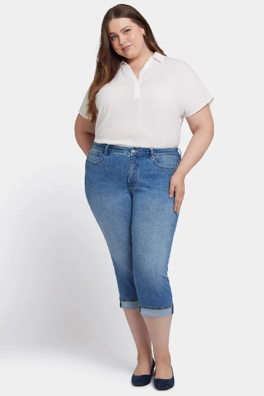 Marilyn Straight Crop Jeans In Plus Size - Water Canyon Trendy Flared Leg Jeans