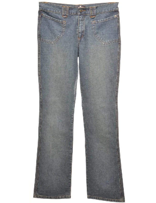 Stone Wash Y2K Bootcut Jeans - W32 L32 Cozy Stretch High-Waist Jeans