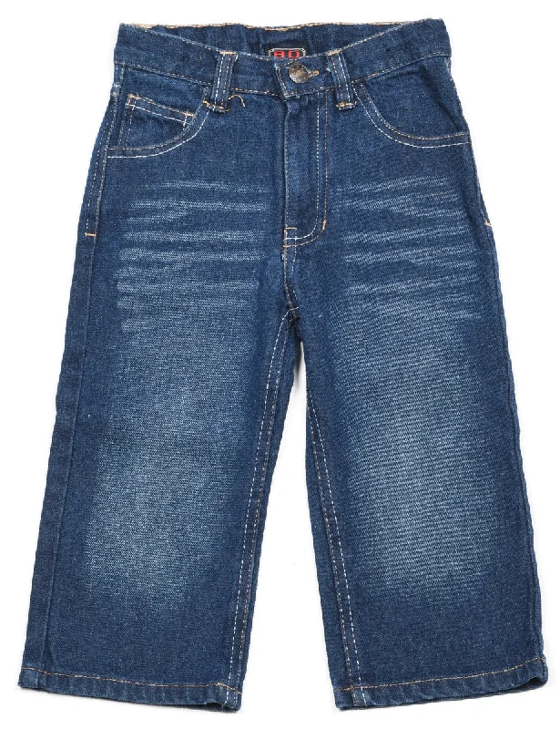 Straight-Leg Dark Wash Denim Jeans - 2 YEARS Comfortable Mid-Rise Jeans