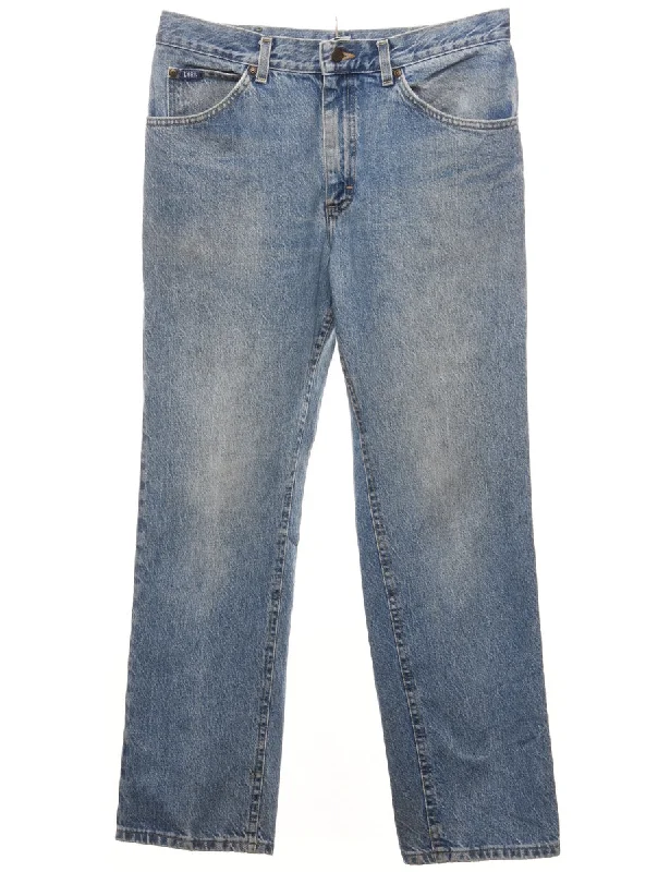 Straight Leg Lee Jeans - W34 L30 Stylish Acid-Wash Jeans