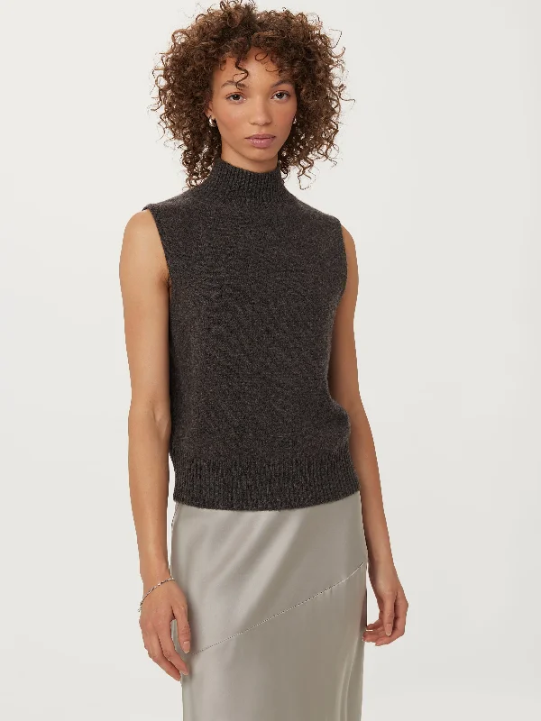 The Yak Wool Sweater Vest  in Charcoal Grey Terry Blend Velvet Blend Canvas Blend