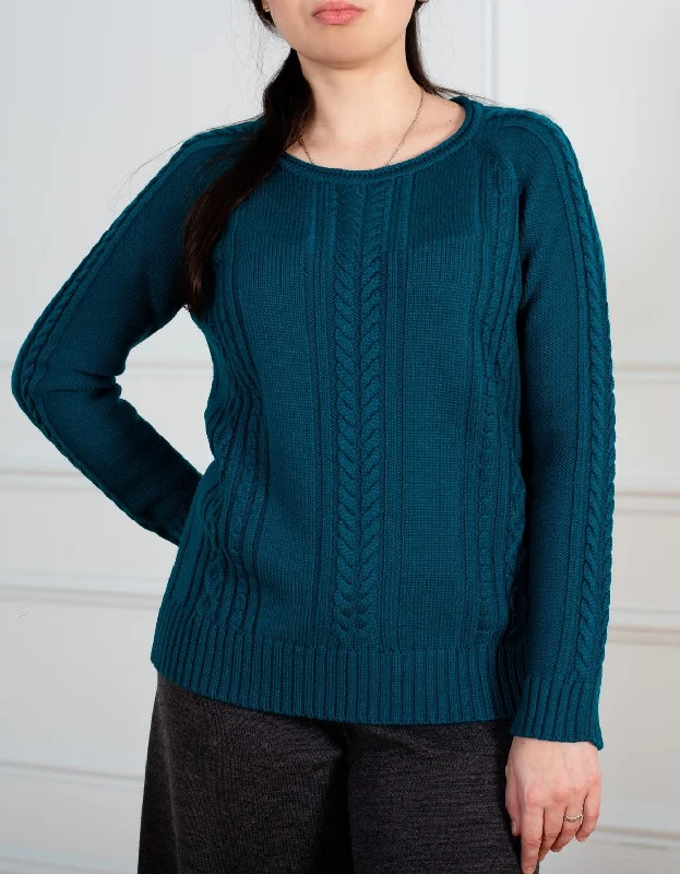 Cable-Knit Sweater green color Spandex Rayon Corduroy