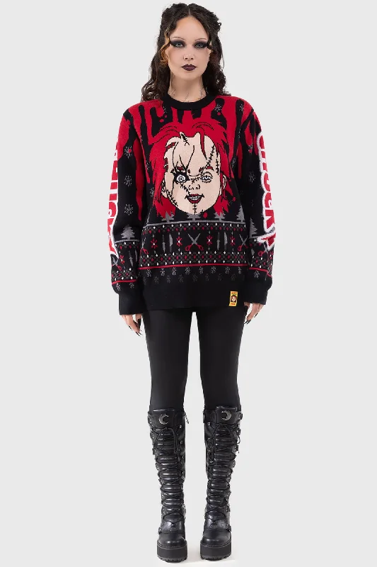 Chucky Wanna Play Sweater Sequined Glittery Shiny