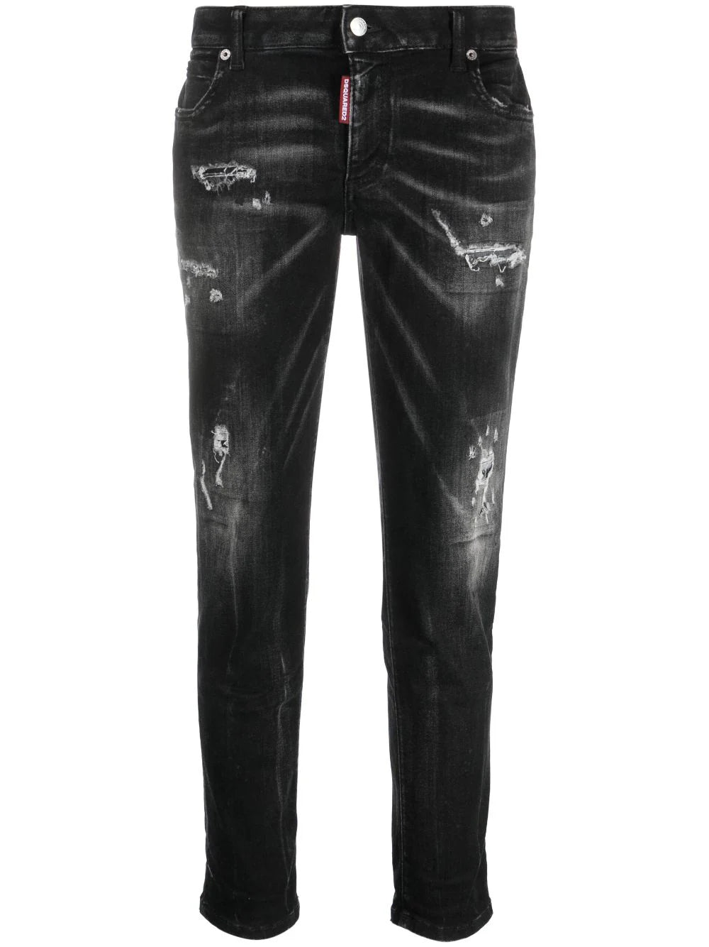 COOL GIRL DISTRESSED JEANS BLACK Comfortable Full-Length Denim Jeans