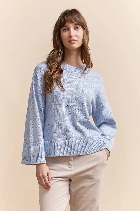 Crew neck cropped sweater Lace Blend Ribbed Blend Corduroy Blend