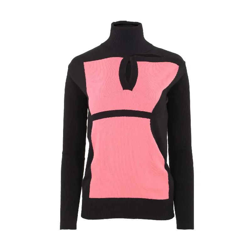 Oblique Women's Black & Pink Sweater Embroidered Appliqued Beaded