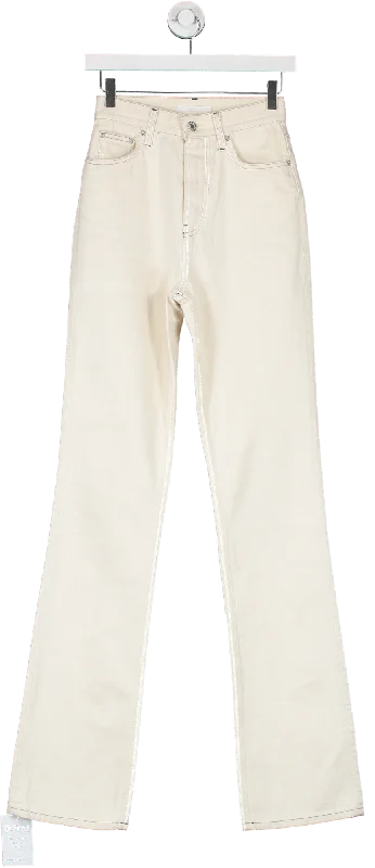 Helmut Lang Cream Straight Leg High Waist Jeans UK S Casual Loose Fit Jeans