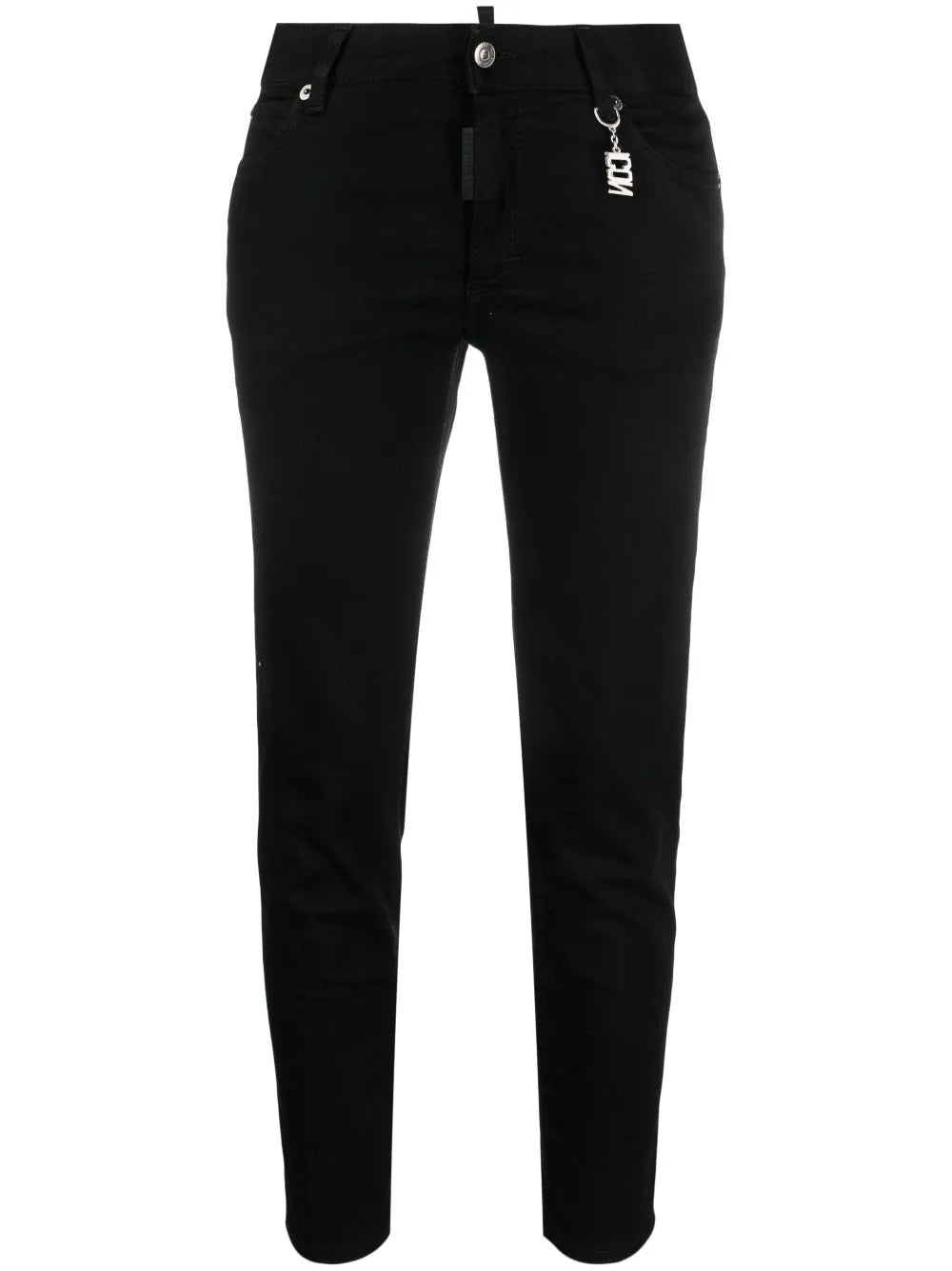 JEANS CROPPED ICON NEGRO Stylish Shredded Denim Jeans