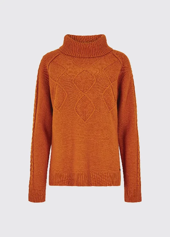 Belleek Chunky Roll Neck Sweater - Cayenne Terry Terry Cloth Terry Knit