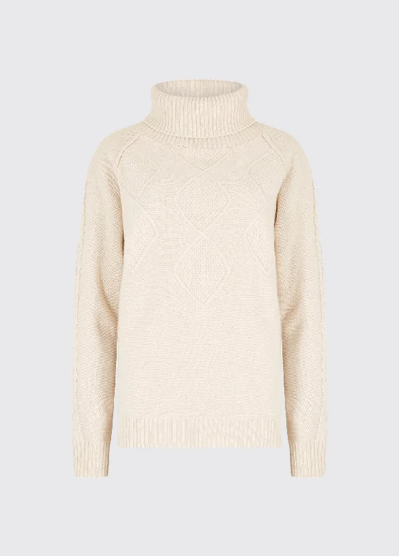 Belleek Chunky Roll Neck Sweater - Chalk Oversized Loose Flowy