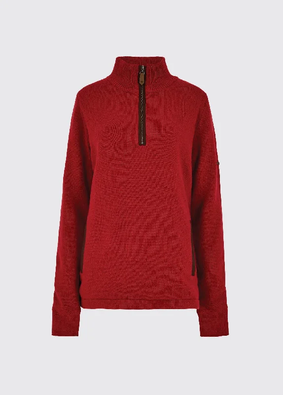 Morrisey Zip Neck Sweater - Cardinal Fitted Slim Tailored