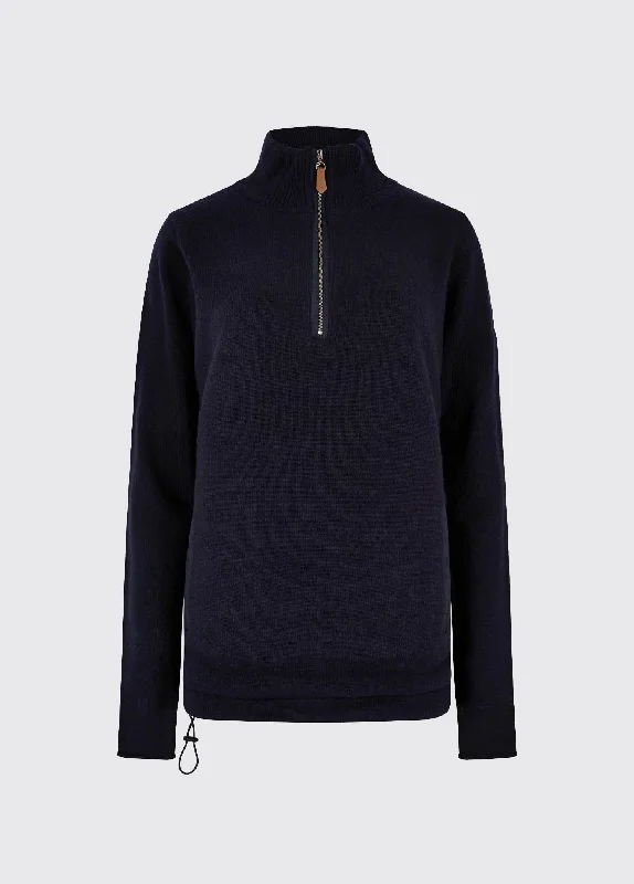 Morrisey Zip Neck Sweater - Navy Transparent Opaque Sheer