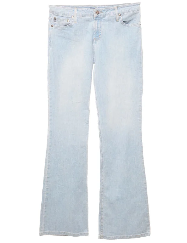 Light Wash Bootcut Jeans - W32 L33 Cozy Tencel Blend Denim Jeans