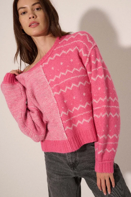 Meet Me Halfway Colorblock Geometric Sweater Boxy Sweater Fitted Sweater A-Line