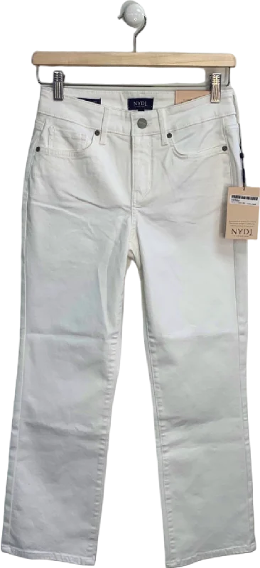 NYDJ Optic White Marilyn Straight Ankle Jeans UK 6 Classic Button Fly Jeans